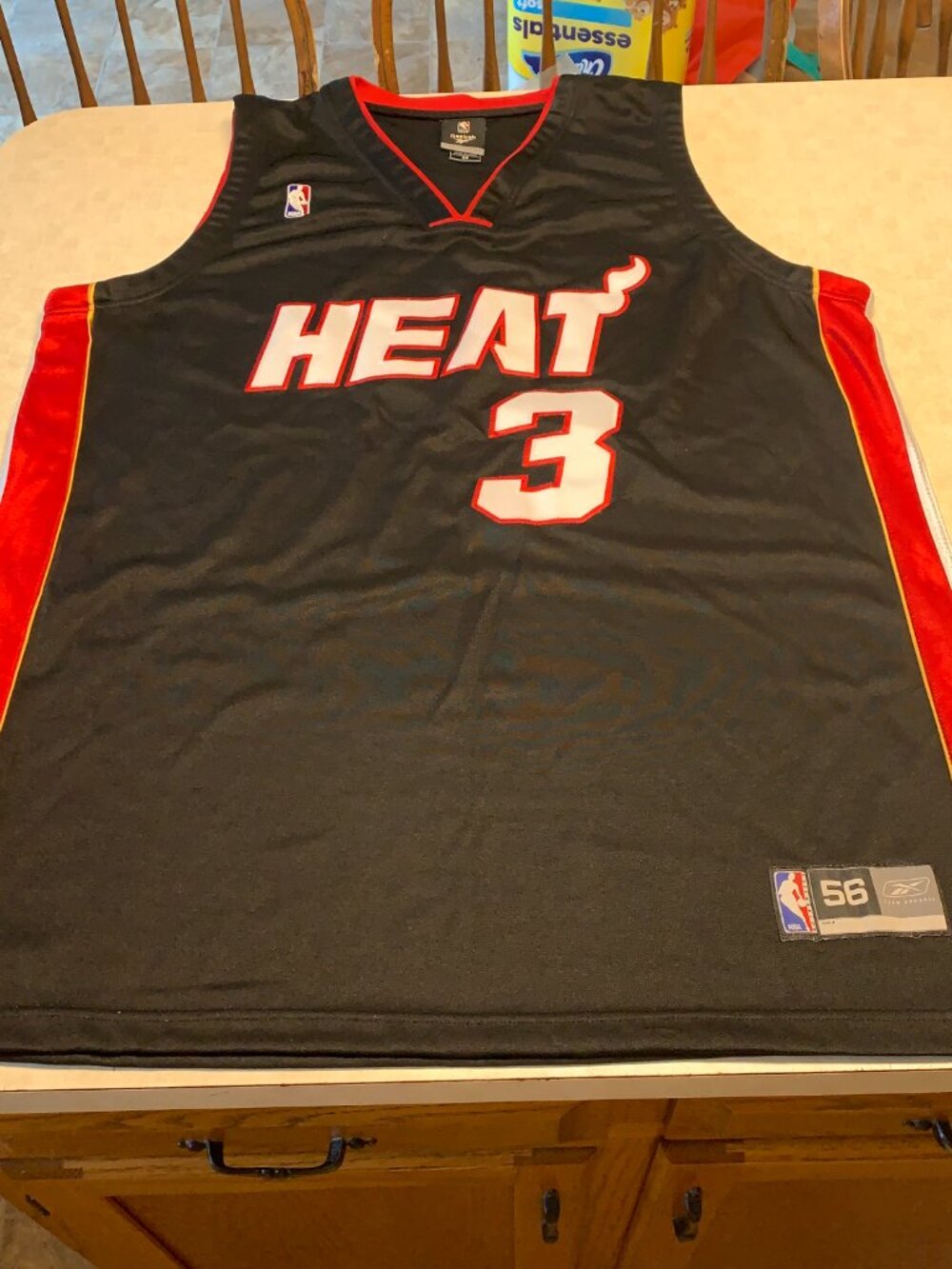Reebok Team Apparel Men's Miami Heat Dwayne Wade Jersey #3 Sz 56